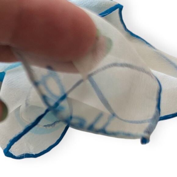 Vintage Aqua Polkadot Chiffon Paoli Square Scarf - Picture 5 of 7